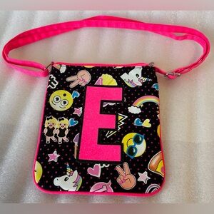 🌈 Justice Pink and Black Emoji Unicorn Crossbody Bag